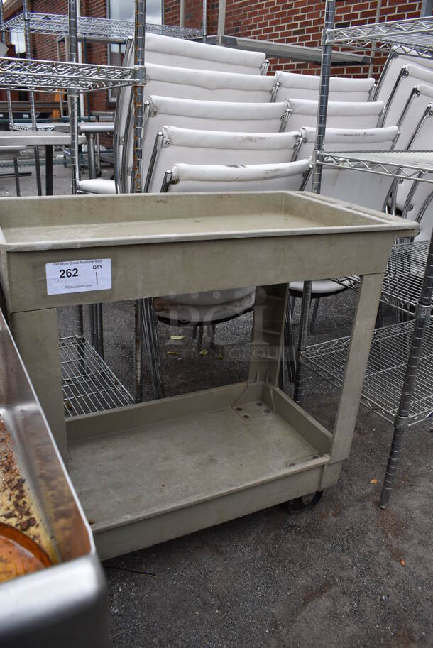 Tan Poly 2 Tier Cart w/ Push Handle on Commercial Casters. 34x17.5x32 - Image 3 of 5