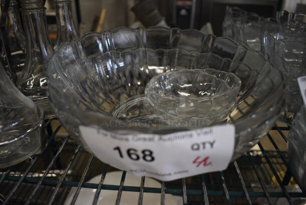 4 Various Glass Bowls. Includes 9x9x3.5, 4x4x1.5. 4 Times Your Bid! - Image 1 of 3