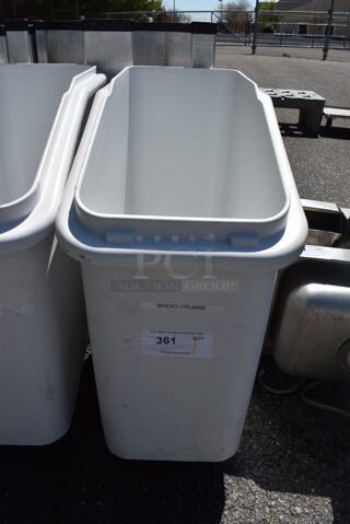 White Poly Ingredient Bin on Commercial Casters. 13x30x28