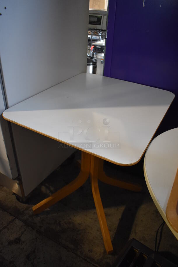 2 White Wood Pattern Tables. 2 Times Your Bid! - Image 2 of 3