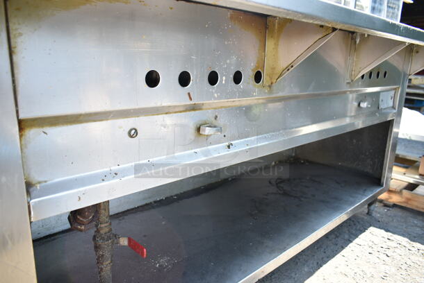 Stainless Steel Commercial Natural Gas Powered Steam Table w/ 2 Tier Over Shelf and Under Shelf.  - Image 6 of 10