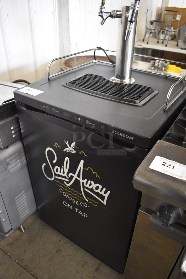 2017 Edgestar Direct Draw Kegerator w/ Beer Tower, 2 Tap Handles and 2 Fourth Size Kegs on Commercial Casters. 115 Volts, 1 Phase. 24x24x62. Tested and Working! - Image 3 of 9