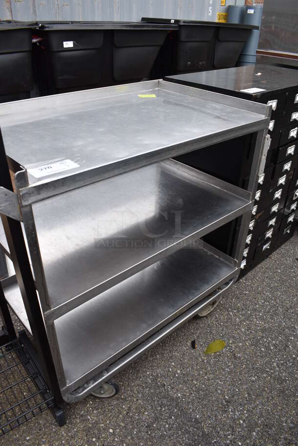 Stainless Steel 3 Tier Cart w/ Push Handle on Commercial Casters. 39x21.5x37