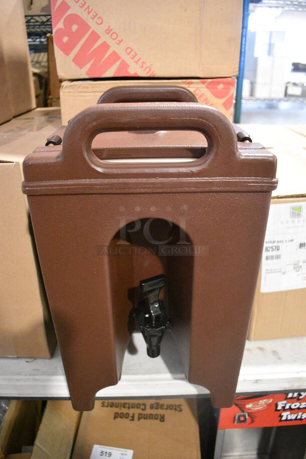 5 BRAND NEW IN BOX! Cambro Model 100LCD Brown Poly Insulated Beverage Holder Dispensers. 10x12x17. 5 Times Your Bid!