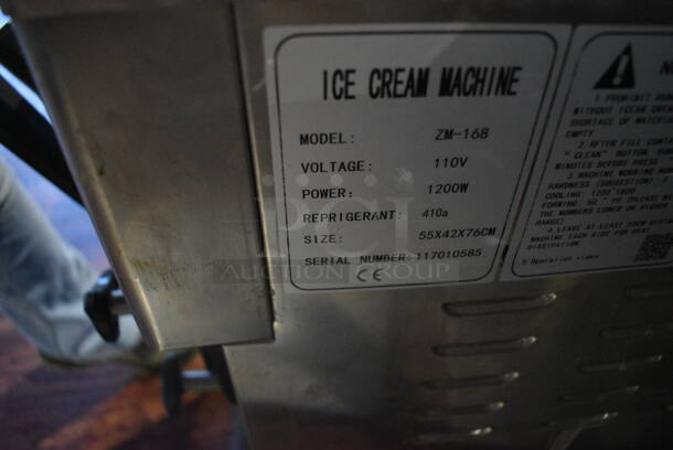 ZM-168 Stainless Steel Commercial Countertop Air Cooled 2 Flavor w/ Twist Soft Serve Ice Cream. 110 Volts, 1 Phase. 17x25x30. Item Was in Working Condition on Last Day of Business. (lounge) - Image 8 of 8