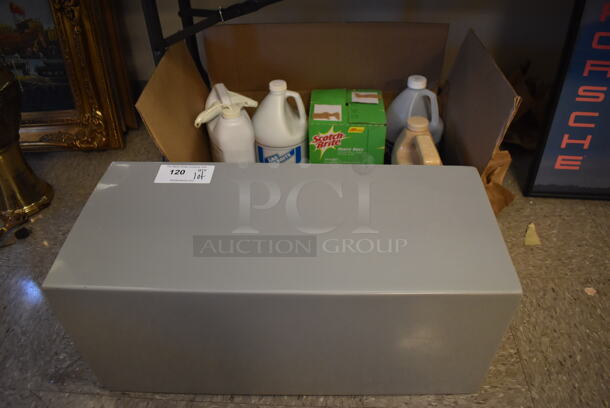 ALL ONE MONEY! Lot of Various Items Including Gray Color Flower Pedestal and Various Cleaner.