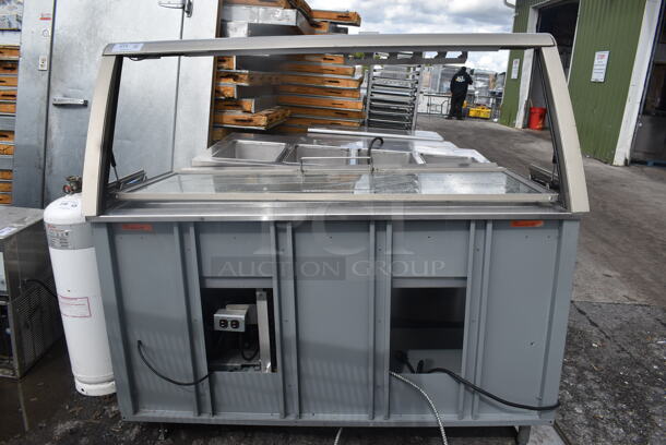 Duke SUB-CP-TC60 M Stainless Steel Commercial Subway Sandwich Make Line w. Lowering Sneeze Guard. 120 Volts, 1 Phase.