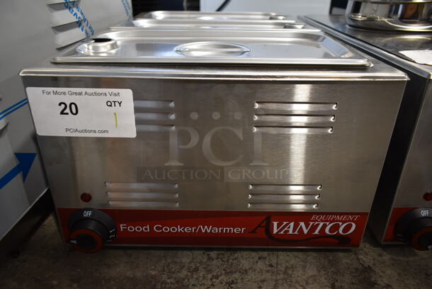 BRAND NEW SCRATCH AND DENT! 2022 Avantco 177W50CKR Stainless Steel Commercial Countertop Food Warmer w/ 3 Drop Ins, 3 Lids. 120 Volts, 1 Phase. Tested and Working! - Image 2 of 5