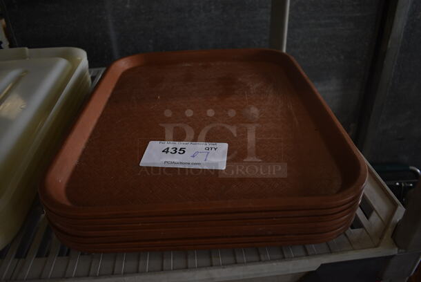 ALL ONE MONEY! Lot of 7 Brown Poly Trays. 18x14x1