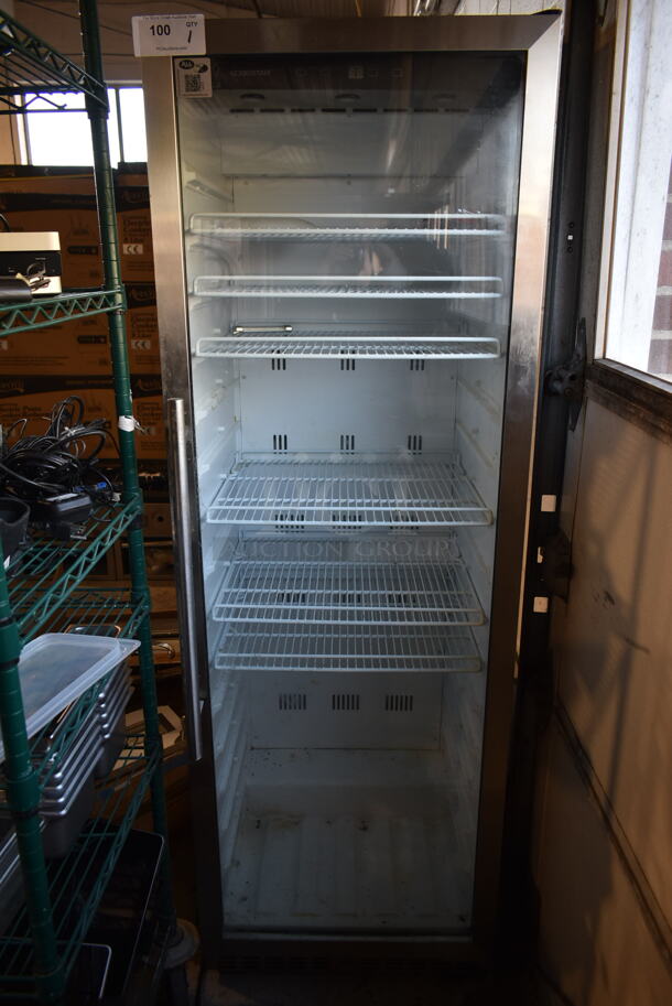 Metal Commercial Single Door Reach In Cooler Merchandiser w/ Poly Coated Racks. Tested and Working! - Image 1 of 4