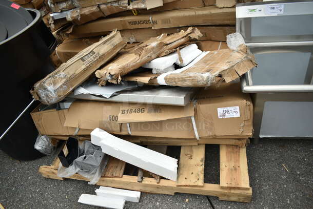 7 BRAND NEW SCRATCH AND DENT! Items Including 164TCOLROD25 Lancaster Table & Seating 25 3/16" Standard Height Table Base Column and Rod, Lavex 475SP40BK 40" Black Free Standing Smoker Pole and Base, Regency 600TB1848G 18" x 48"  304 Stainless Steel Commercial Work Table with 4" Backsplash. 7 Times Your Bid@ - Image 1 of 7