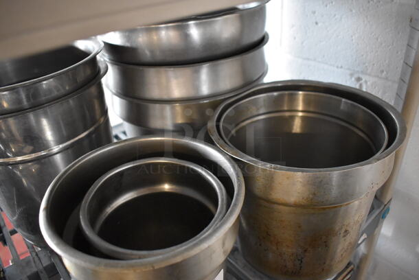 ALL ONE MONEY! Lot of 9 Various Stainless Steel Cylindrical Drop In Bins. Includes 9.5x9.5x8.5 - Image 3 of 3