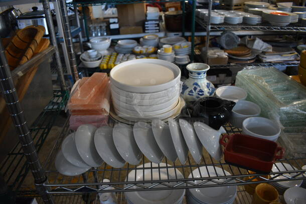 ALL ONE MONEY! Metro Lot of 4 Tiers of Various Items Including Saucers, Plates, Bowls, Mugs, Poly Bins, Wooden Trays. Does Not Include Metro Shelving Unit - Image 5 of 12