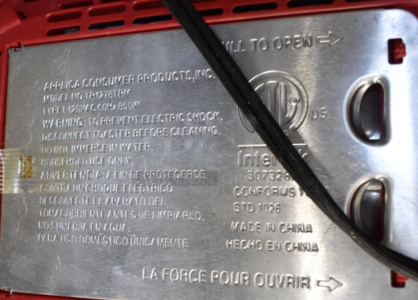 Model TR1278TRM Metal Countertop 2 Slot Toaster. 120 Volts, 1 Phase. 6x9x7 - Image 3 of 4
