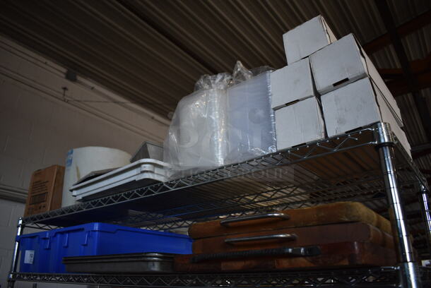 ALL ONE MONEY! Metro Lot of 4 Tiers of Various Items Including Saucers, Plates, Bowls, Mugs, Poly Bins, Wooden Trays. Does Not Include Metro Shelving Unit - Image 8 of 12