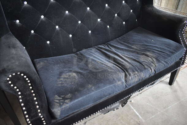 Black Chair w/ Arm Rests and Nail Head Trim. 59x30x50 - Image 6 of 6