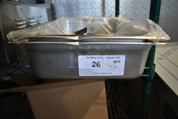 ALL ONE MONEY! BRNAD NEW Lot of 2 Stainless Steel Full Size Drop In Bins and 2 Metal Pieces. Includes 1/1x4 - Image 3 of 4