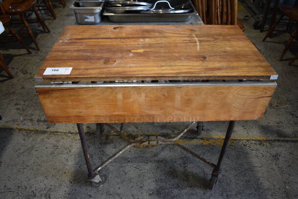 Wooden Table on Commercial Casters. 36x20x30.5