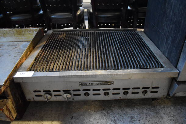 Bakers Pride Stainless Steel Commercial Countertop Natural Gas Powered Charbroiler Grill. 37x30x14