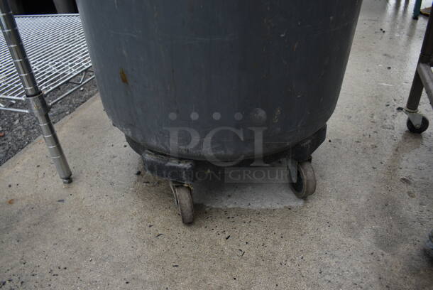 Rubbermaid Gray Poly Trash Can on Dolly. 22x24x34 - Image 3 of 3