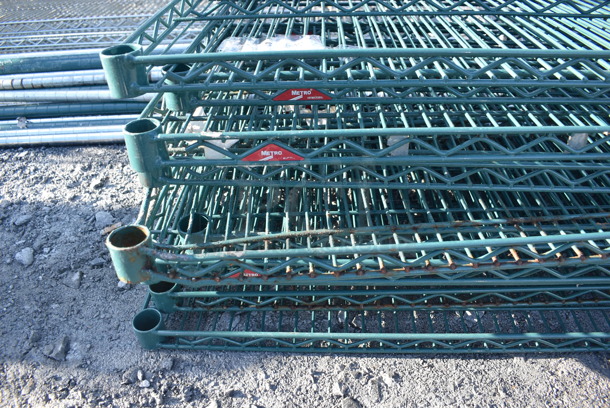 ALL ONE MONEY! Lot of 10 Metro Green Finish Wire Shelves. 60x18x1.5 - Image 2 of 3