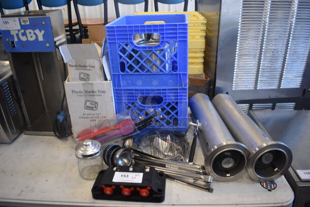 ALL ONE MONEY! Lot Including Ice Cream Machine Head, Ladles, Cup Dispensers, Circular Drop Ins and MORE!