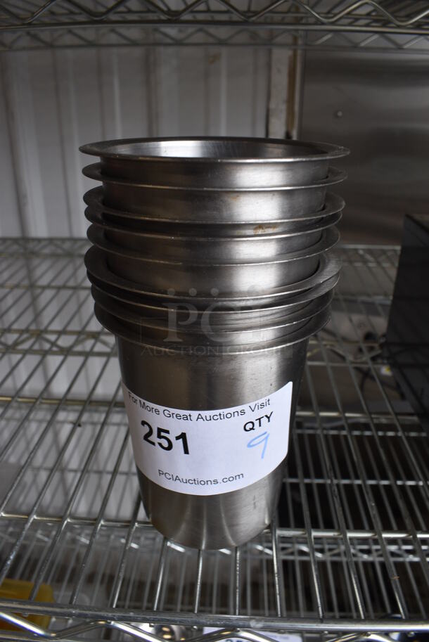 9 Stainless Steel Cups. 4.5x4.5x5. 9 Times Your Bid!
