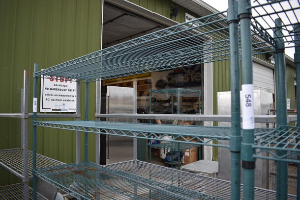 Metro Green Finish 5 Tier Shelving Unit. BUYER MUST DISMANTLE. PCI CANNOT DISMANTLE FOR SHIPPING. PLEASE CONSIDER FREIGHT CHARGES. 60x18x75 - Image 2 of 3