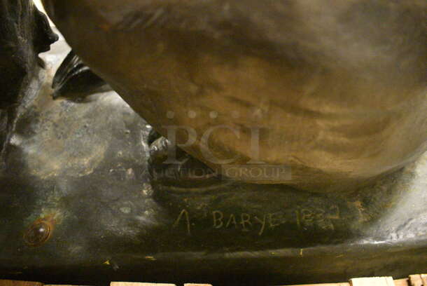 Bronze Lion Statue Signed by A. Barye 1832.  - Image 5 of 5