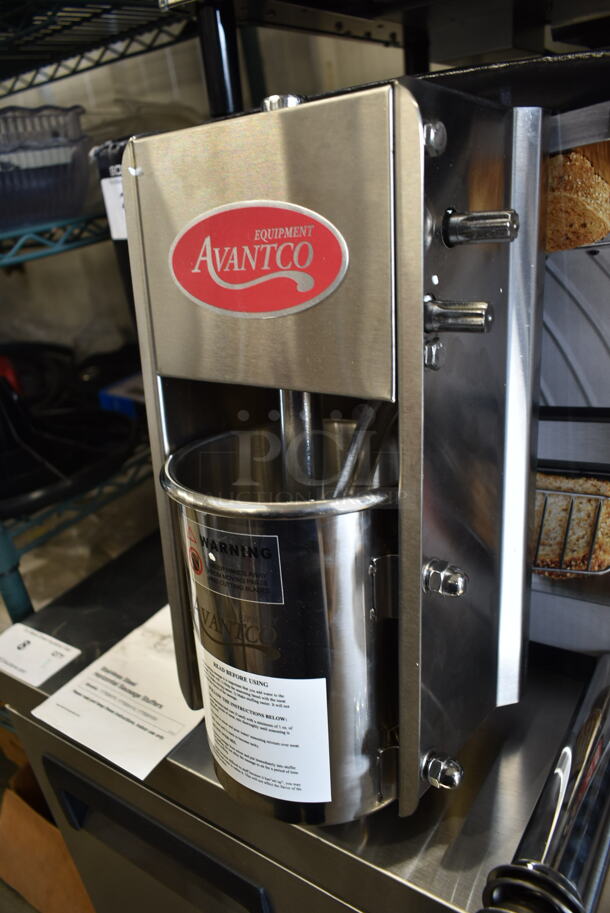 BRAND NEW SCRATCH AND DENT! Avantco 177SSH7V Stainless Steel Commercial Countertop Horizontal Manual Sausage Suffer.  - Image 5 of 11