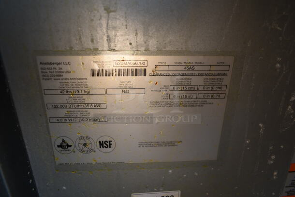 2020 Anets 45AS Stainless Steel Commercial Floor Style Natural Gas Powered Deep Fat Fryer. 122,000 BTU. - Image 6 of 6