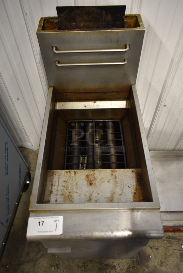 Avantco FF300-N Stainless Steel Commercial Floor Style Natural Gas Powered Deep Fat Fryer.  - Image 3 of 8