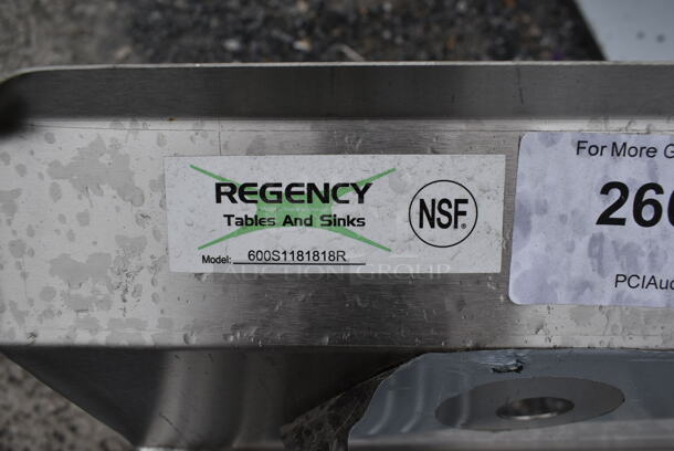 BRAND NEW SCRATCH AND DENT! Regency 600S1181818R Stainless Steel Commercial Single Bay Sink w/ Right Side Drain Board. Comes w/ Legs. - Image 3 of 5
