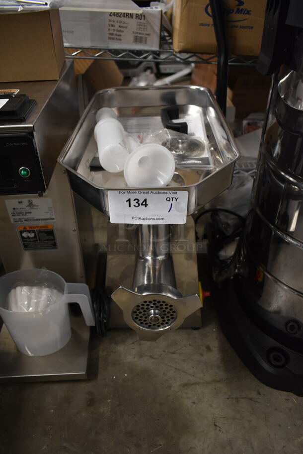 BRAND NEW! Vollrath 40744 Stainless Steel Commercial Countertop Meat Grinder w/ Tray and Pusher. 110 Volts, 1 Phase. Tested and Working! - Image 2 of 6