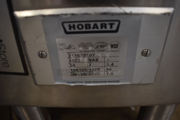 Hobart 4822 Commercial Stainless Steel Countertop Meat Chopper With Chopper Plate On Galvanized Legs. 208-240V, 3 Phase.  - Image 4 of 4