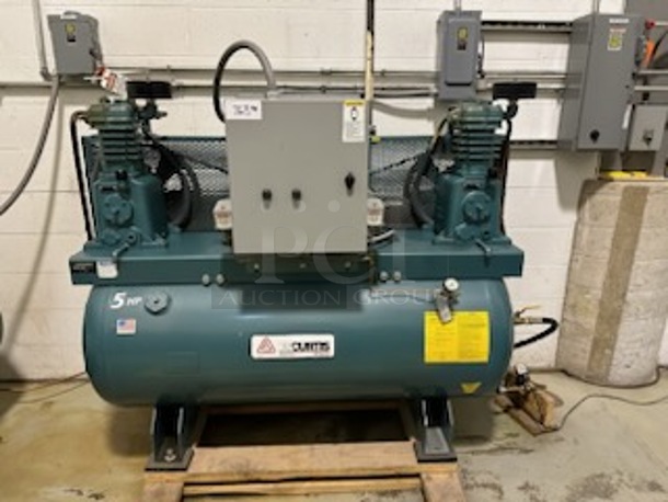 Curtis CVID9BA983S Metal Commercial Floor Style Horizontal Tank Air Compressor. BUYER MUST REMOVE. - Image 1 of 12