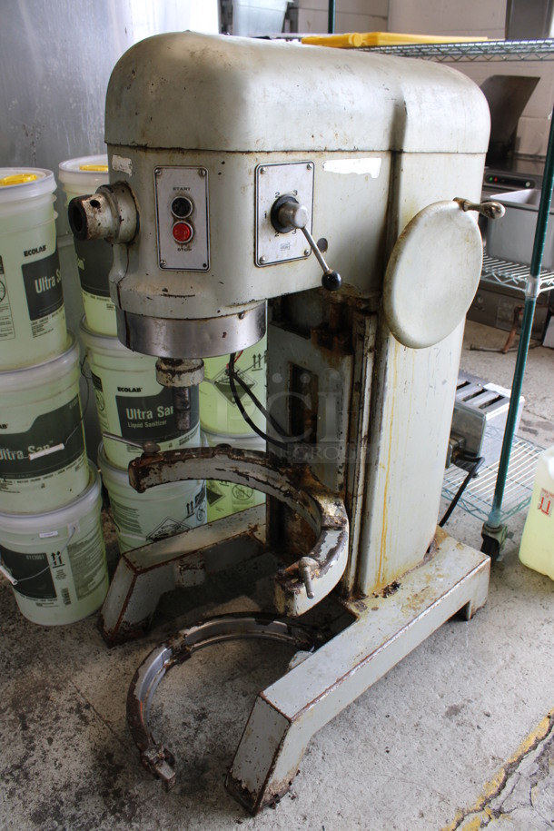 Hobart Model H-600 Metal Commercial Floor Style 60 Quart Planetary Dough Mixer w/ Bowl Adapter. 200 Volts, 3 Phase. 28x36x55