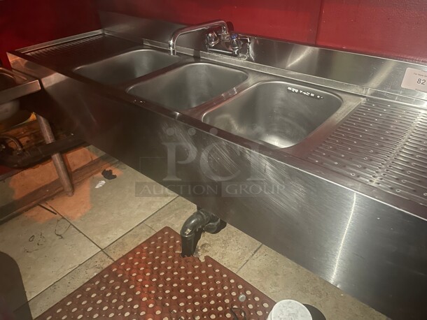  Clean! Krowne Commercial Bar Three Compartment 60 inch  Sink Stainless Steel NSF 