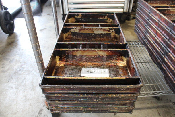 4 Metal 3 Compartment Perforated Baking Pans. 26x12x2. 4 Times Your Bid!