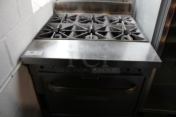 Southbend Model P32A-BBB Stainless Steel Commercial Natural Gas Powered 6 Burner Range w/ Oven on Commercial Casters. 32x38x42 - Image 2 of 7
