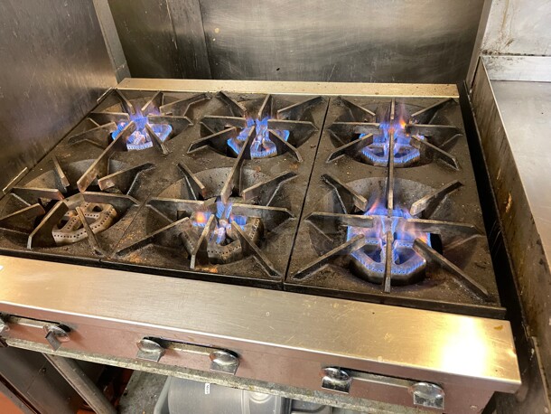 Working! Stratus SHP-36 36 inch Hot Plate 6 Burner Gas Counter Top Open Burner Commercial Tested and Working! - Image 4 of 6