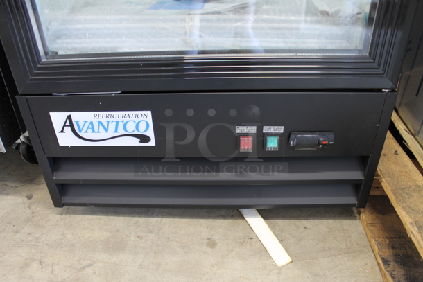 BRAND NEW SCRATCH AND DENT! 2023 Avantco 178GDC15HCB Metal Commercial Single Door Reach In Cooler Merchandiser w/ Poly Coated Racks. 115 Volts, 1 Phase. Tested and Working! - Image 2 of 5