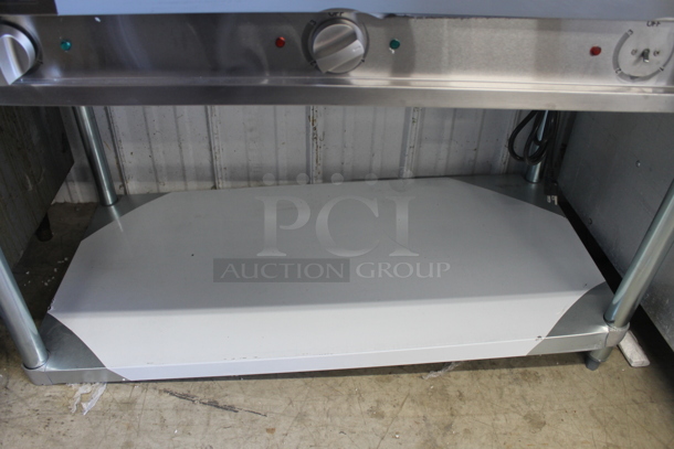BRAND NEW SCRATCH AND DENT! 2022 ServIt 423EST3WO Stainless Steel Commercial Electric Powered Three Pan Open Well Steam Table with Angled Sneeze Guard and Casters. 120 Volts, 1 Phase. Tested and Working! - Image 8 of 11