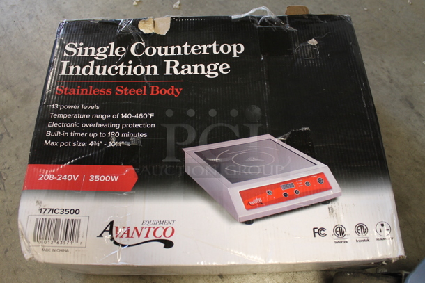 BRAND NEW SCRATCH AND DENT! Avantco IC3500 Stainless Steel Commercial Countertop Single Burner Induction Range. 208-240 Volts, 1 Phase. Tested and Working! - Image 2 of 4