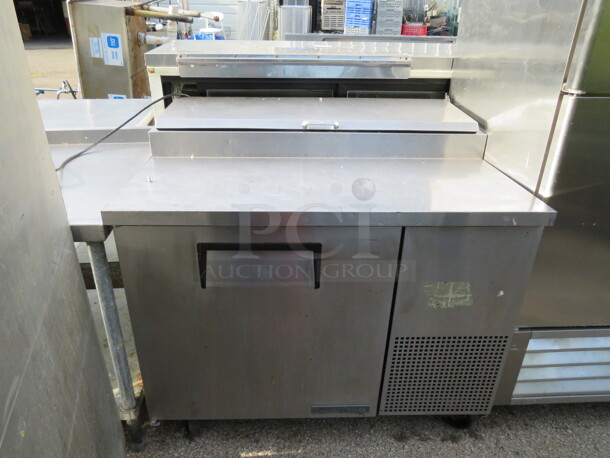 One WORKING True Stainless STeel 1 Door Prep Table On Casters. Model# TPP-44. 115 Volt. 44X34X43
