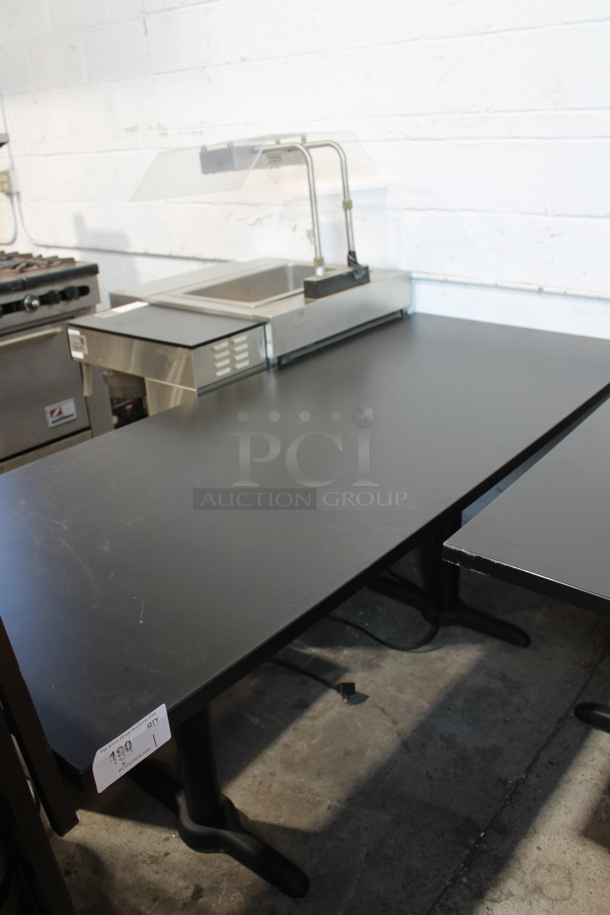 Black Dining Height Table on 2 Black Metal Table Base. - Image 2 of 3