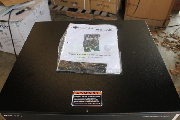 NEW IN BOX! 2022 Bunn Thermofresh Dual TF DBC Coffee Brewer w/ 2 NEW TF Servers. 120/208 Volt 1 Phase - Image 2 of 8