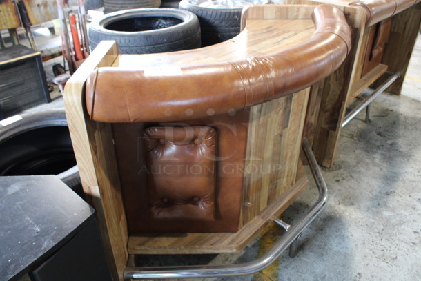 Curved Wooden Bar w/ Foot Rail. 60.5x20x40.5 - Image 4 of 5