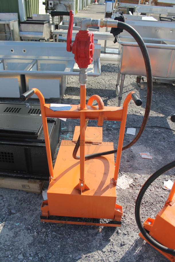 LIKE NEW! Fryclone Orange Metal Portable 50 Pound Capacity Oil Filtration System on Commercial Casters.  - Image 7 of 7