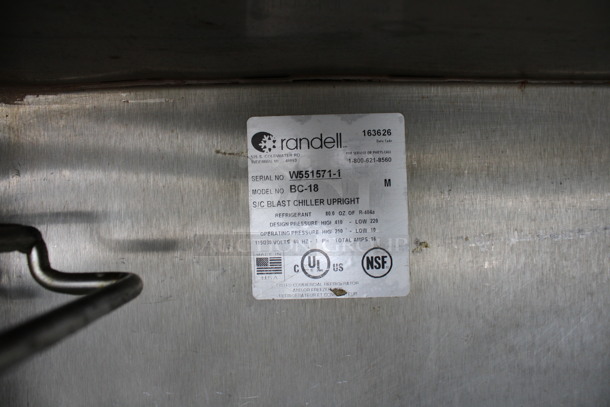 2014 Randell Model BC-18 Stainless Steel Commercial Blast Chiller w/ 3 Probes. 115/230 Volts, 1 Phase. 40x37x72 - Image 4 of 5